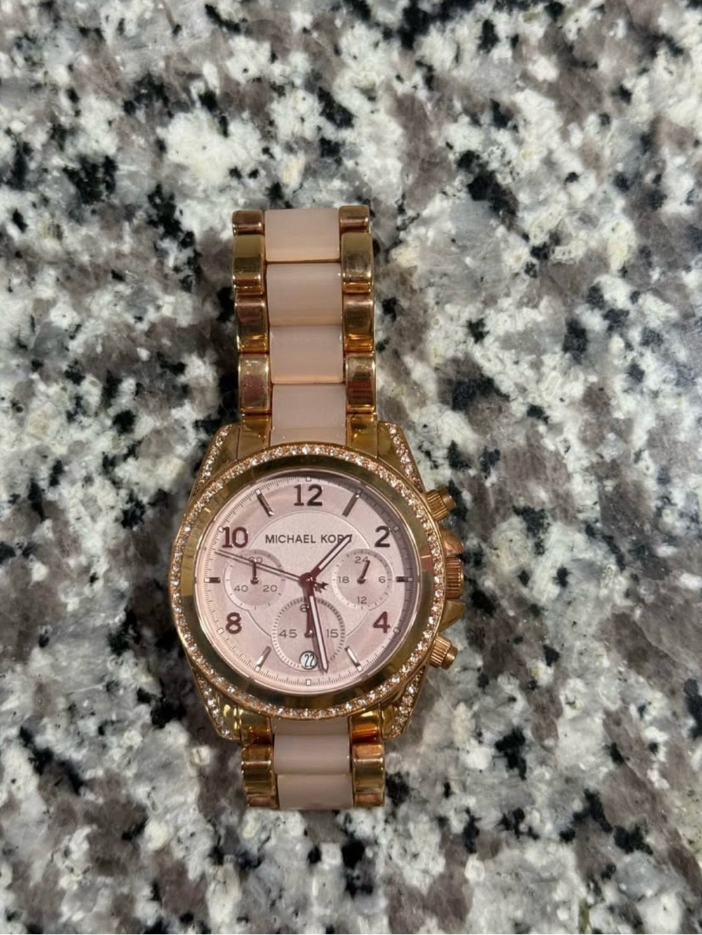 Michael Kors Rose Gold and Blush Pink Link Chronograph Watch